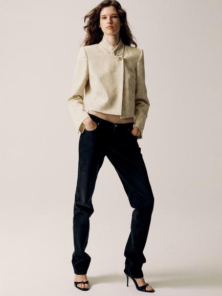 Mango Regular Fit Cropped Blazer, Ivory, Ivory