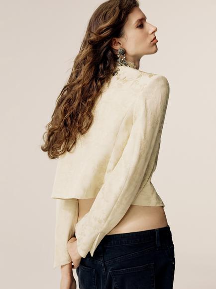 Mango Regular Fit Cropped Blazer, Ivory - view 2, Ivory
