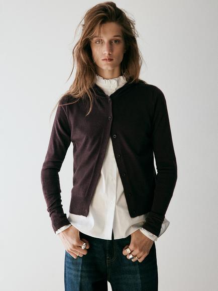 Mango Hooded Fine Knit Cardigan, Brown, Brown