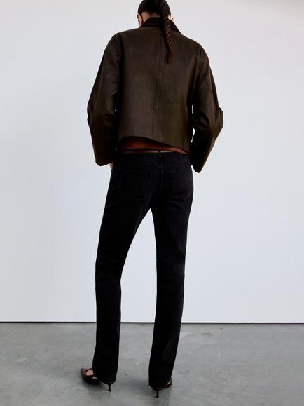 Mango Heritage Cropped Field Jacket, Chocolate - view 2, Chocolate
