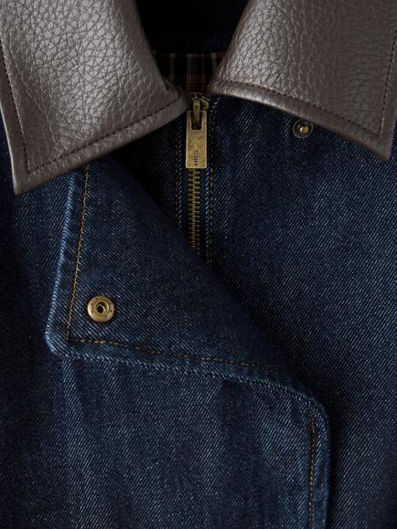 Mango Cropped Collared Denim Bomber Jacket, Soft Denim - view 2, Soft Denim
