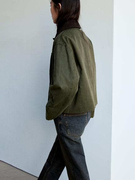 Mango Relaxed Boxy Fit Corduroy Collar Jacket, Khaki - view 2, Khaki