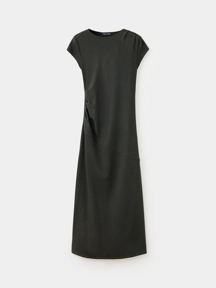 Mango Checked A-Line Midi Dress, Green, Green