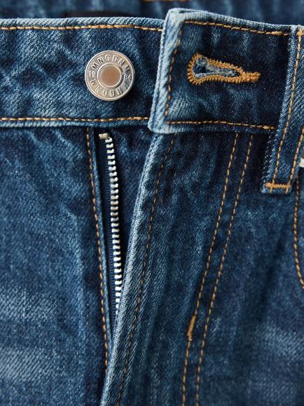Mango High Rise Straight Leg Jeans, Dark Blue - view 2, Dark Blue