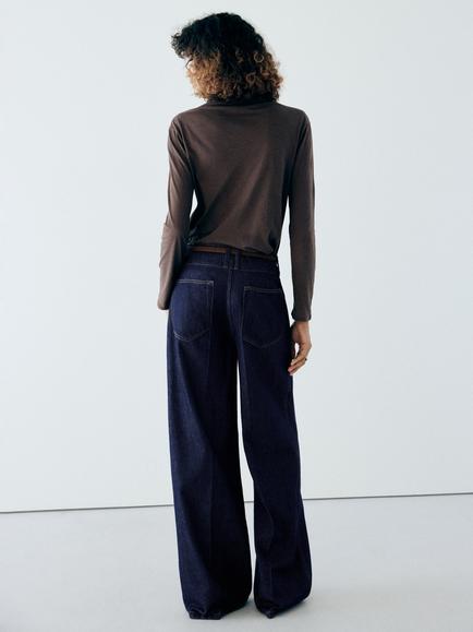 Mango High Rise Wide Leg Jeans, Soft Denim Blue - view 2, Soft Denim Blue