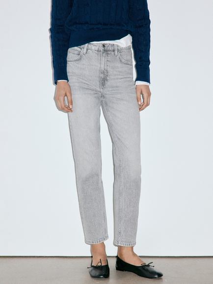 Mango Mom Fit Jeans, Grey, Grey