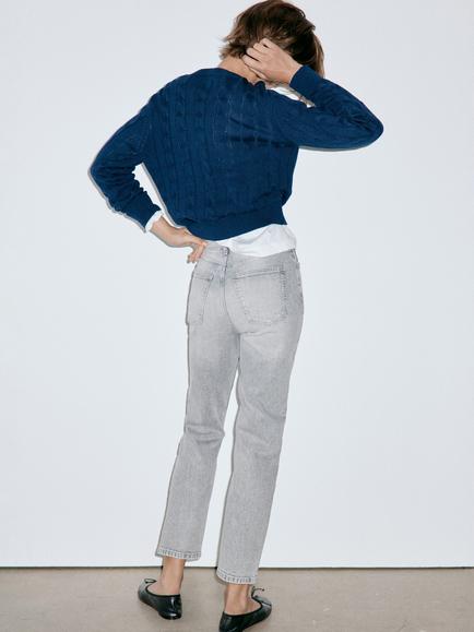 Mango Mom Fit Jeans, Grey - view 2, Grey