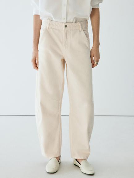 Mango Mid Rise Balloon Jeans, Raw, Raw