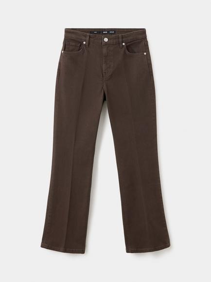 Mango Sienna Flared Cropped Jeans, Chocolate, Chocolate