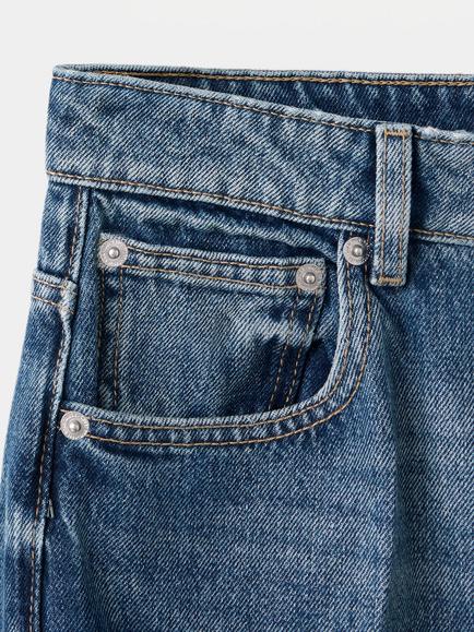 Mango High Waist Straight Jeans, Mid Blue - view 2, Mid Blue