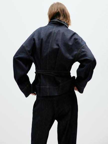 Mango Belted Denim Trench Coat, Indigo - view 2, Indigo