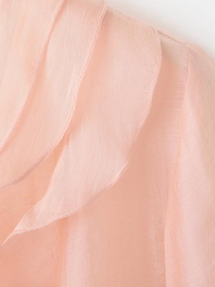 Mango Ruffled V-Neck Blouse, Pastel Pink - view 2, Pastel Pink