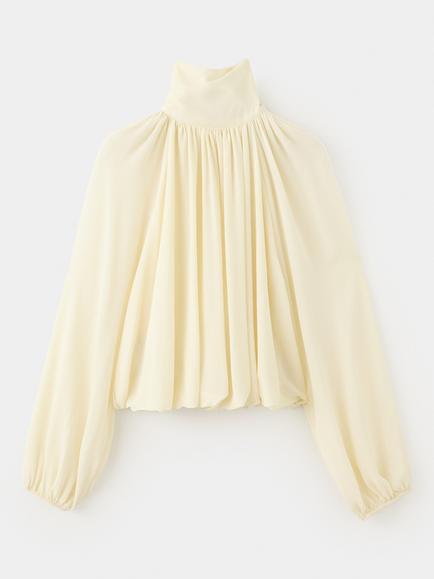 Mango High Neck Balloon Sleeve Blouse, Off White, Off White