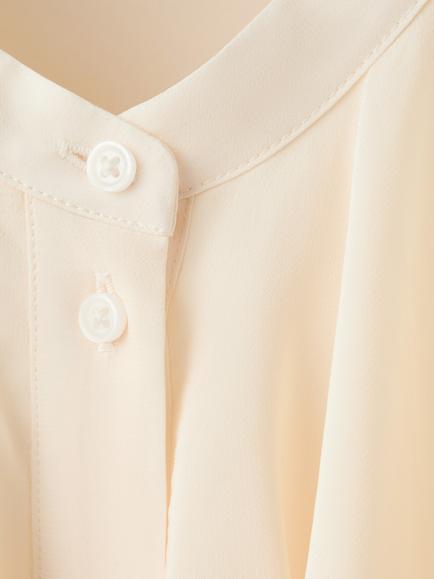 Mango Ruffle Mandarin Collar Blouse, Natural - view 2, Natural