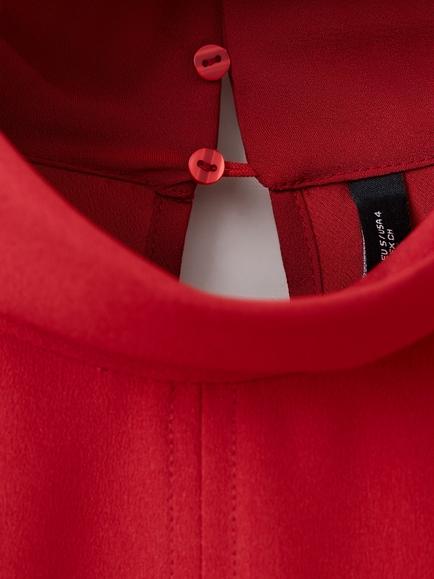 Mango High Neck Blouse, Red - view 2, Red