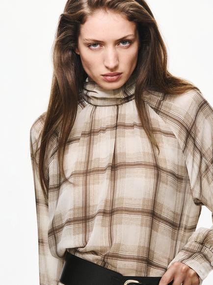 Mango Abstract Print Blouse, Brown, Brown