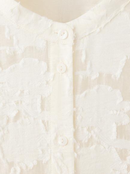 Mango Embroidered Mandarin Collar Blouse, Off White - view 2, Off White