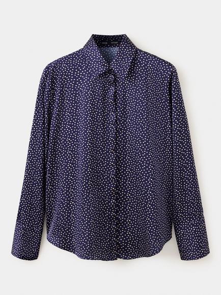 Mango Satin Finish Polka Dot Shirt, Midnight Blue, Midnight Blue