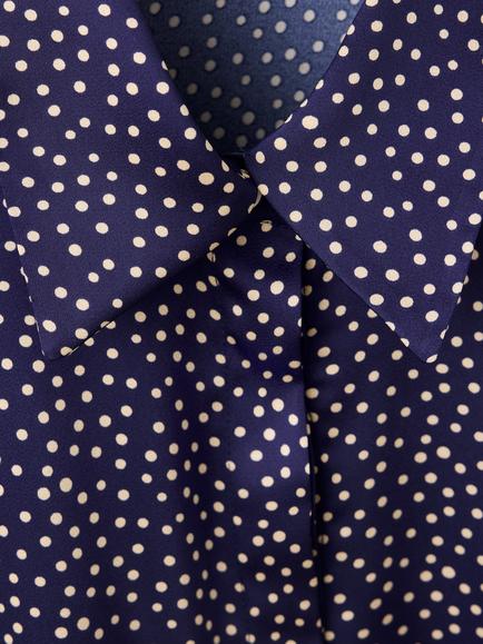 Mango Satin Finish Polka Dot Shirt, Midnight Blue - view 2, Midnight Blue