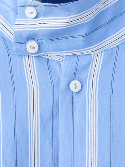 Mango Relaxed Striped Mandarin Collar Shirt, Blue - view 2, Blue