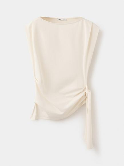 Mango Boat Neck Cap Sleeve Top, Raw