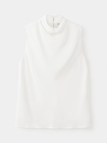 Mango Draped Cowl Neck Sleeveless Blouse, Off White
