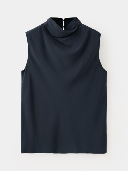 Mango Draped Cowl Neck Sleeveless Blouse, Black
