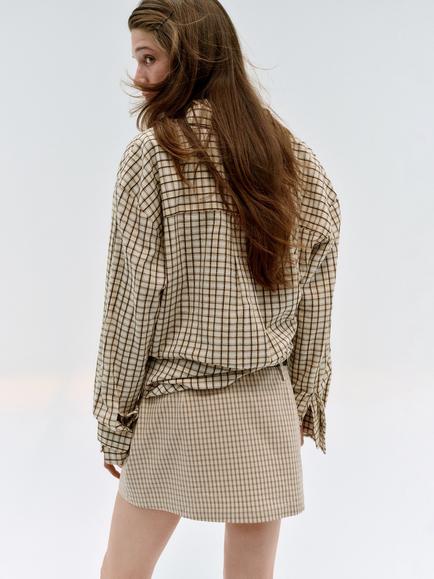 Mango Checked Mid-Rise Mini Skirt, Raw - view 2, Raw