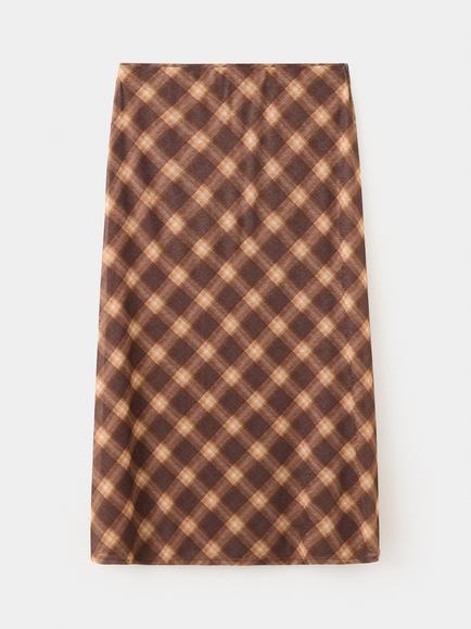 Mango Check Midi Skirt, Brown, Brown