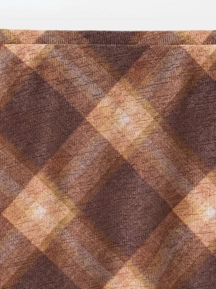 Mango Check Midi Skirt, Brown - view 2, Brown
