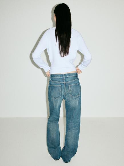 Mango Belted Crew Neck Knit Jumper, Sky Blue - view 2, Sky Blue