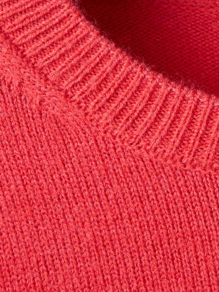 Mango Medium Knit Crew Neck Jumper, Coral - view 2, Coral