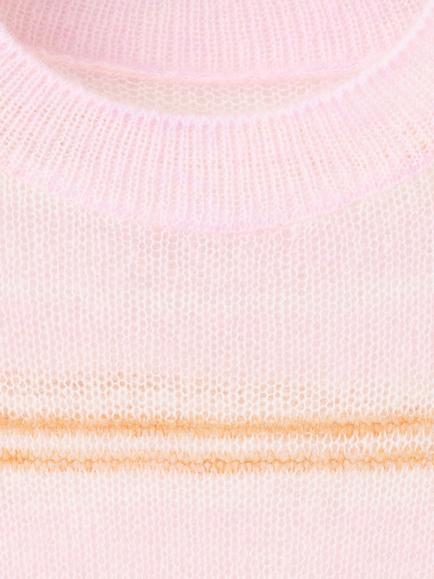 Mango Fine Knit Stripe Crew Neck Jumper, Pastel Pink - view 2, Pastel Pink