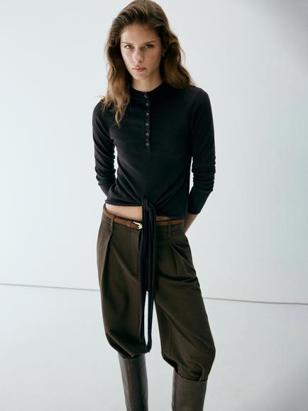 Mango Medium Knit High Neck Jumper, Chocolate, Chocolate