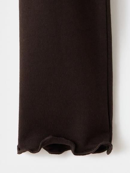 Mango Ribbed Scalloped Hem T-Shirt, Chocolate - view 2, Chocolate