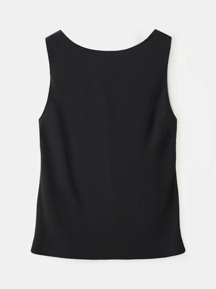 Mango Satin Draped Back Sleeveless Top, Black, Black