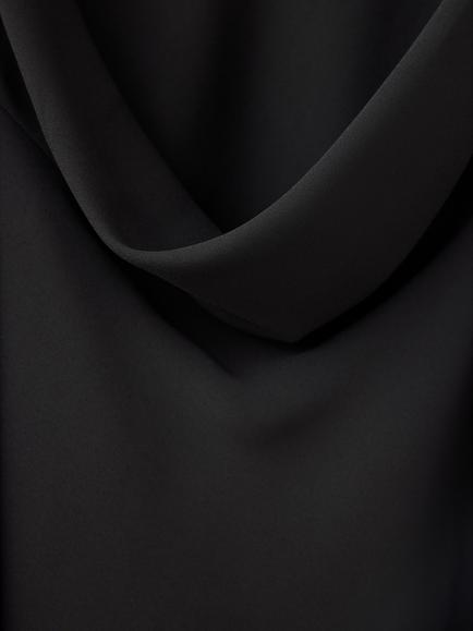 Mango Satin Draped Back Sleeveless Top, Black - view 2, Black