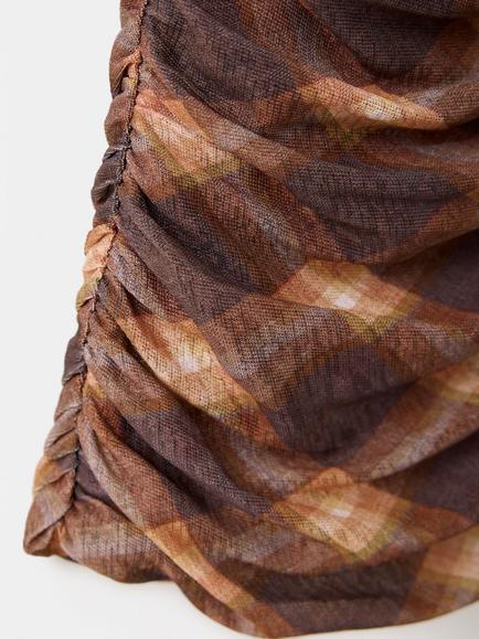 Mango V-Neck Sleeveless Blouse, Brown/Multi - view 2, Brown/Multi