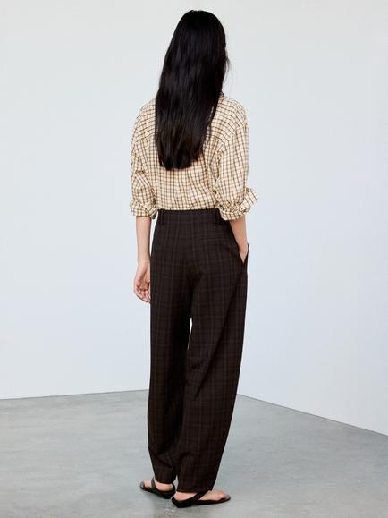 Mango High Waist Balloon Trousers, Brown - view 2, Brown
