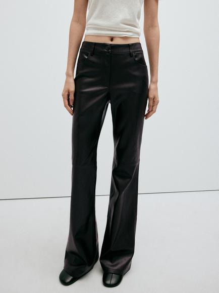 Mango Tailored Flared Trousers, Chocolate, Chocolate