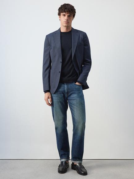 Mango Slim Fit Blazer, Navy