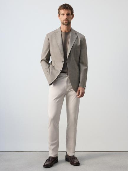 Mango Slim Fit Blazer, Beige