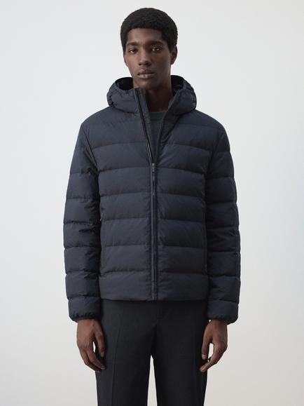 Mango Sculpted Quilted Hooded Jacket, Midnight Blue