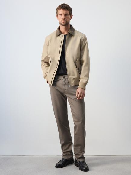 Mango Water Repellant Cord Collar Bomber Jacket, Sand
