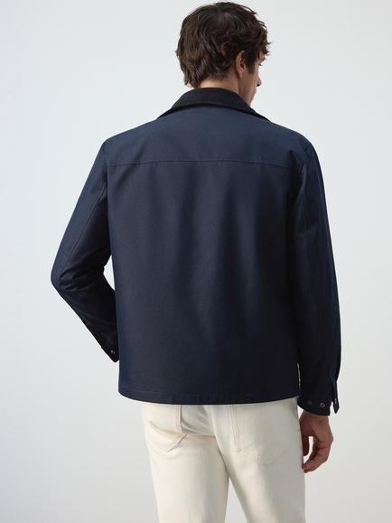 Mango Cotton Rich Mac - view 2, Midnight Blue