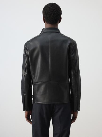 Mango Faux Leather Bomber Jacket, Black - view 2, Black