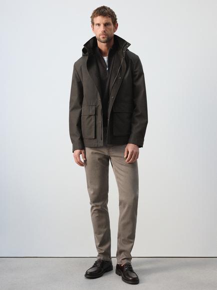 Mango Cotton Rich Parka Jacket, Brown, Brown