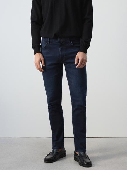 Mango Patrick Slim Fit Jeans, Blue/Black