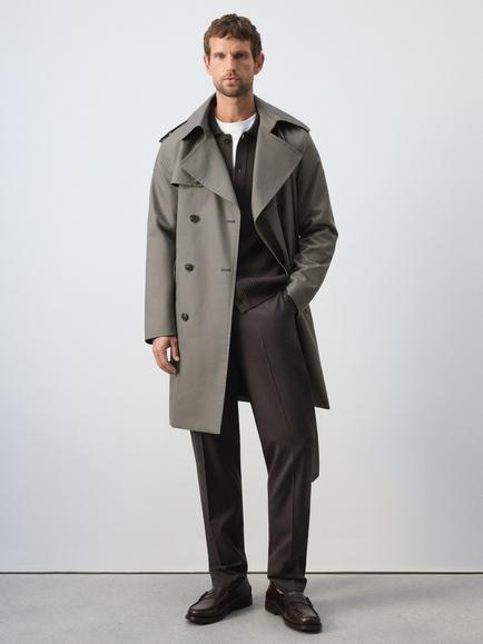 Mango Double Breasted Tailored Trench Coat, Mink
