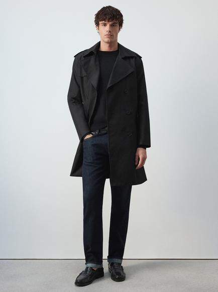 Mango Double Breasted Tailored Trench Coat, Black
